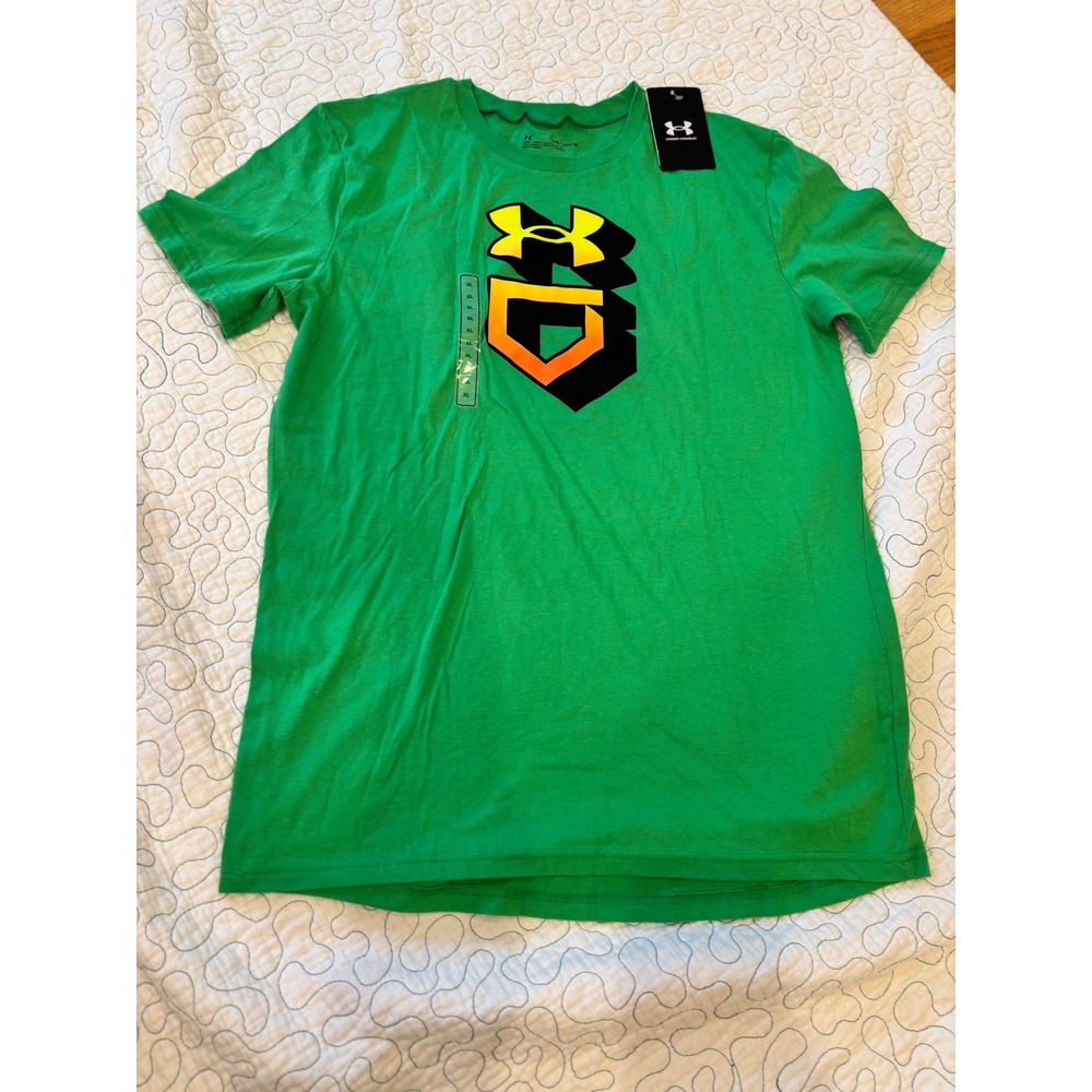 Under Armour Boys XL Green Baseball Logo Short Sleeve Loose Fit‎ T-Shirt